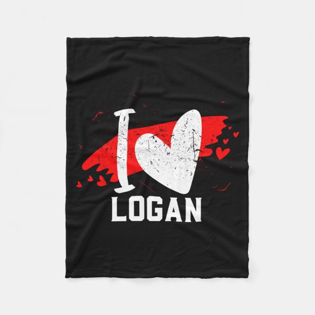 I Love Logan I Heart Logan  Fleecedecke (Vorderseite)