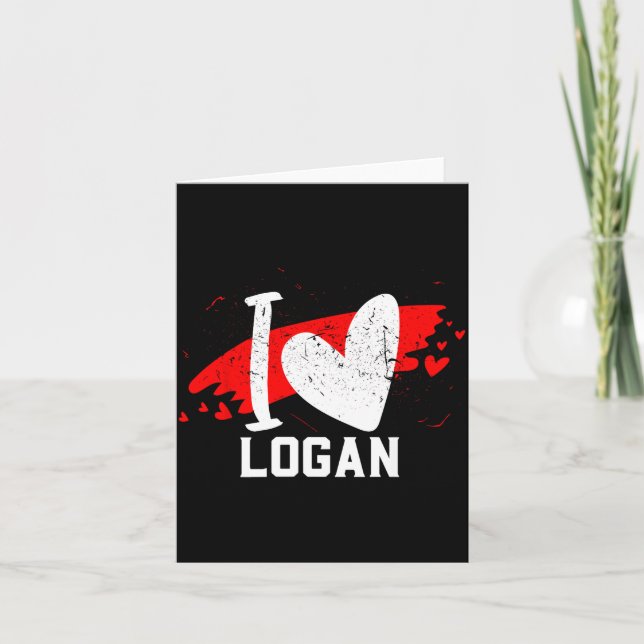 I Love Logan I Heart Logan  Karte (Vorderseite)