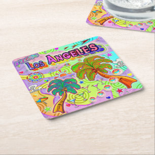 I LOVE Los Angeles Vacation Target Coaster Rechteckiger Pappuntersetzer