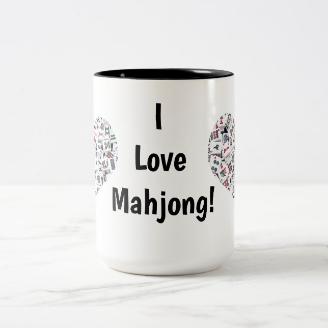 I Love Mahjong Mug Zweifarbige Tasse (Mittel)