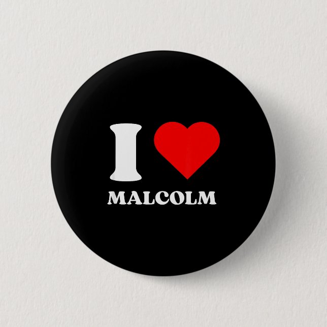 I Love Malcolm I Heart Malcolm Name Y2k Valentines Button (Vorderseite)