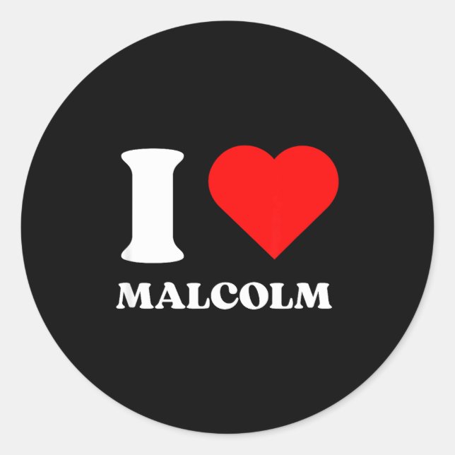I Love Malcolm I Heart Malcolm Name Y2k Valentines Runder Aufkleber (Vorderseite)