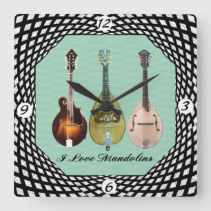 I LOVE MANDOLINS QUADRATISCHE WANDUHR