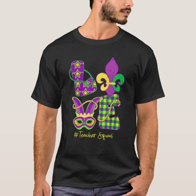 I Love Mardi Gras Fleur de Lis Teacher Squad Men W T-Shirt (Vorderseite)