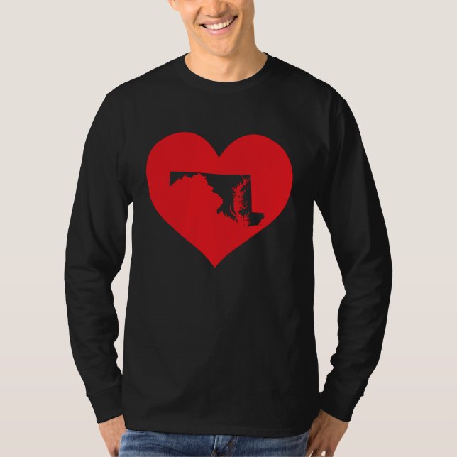 I Love Maryland Heart  Resident State Pride T-Shirt (Vorderseite)