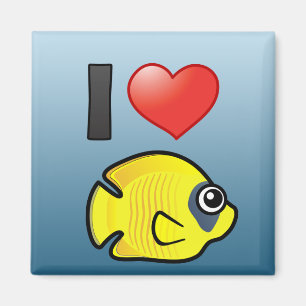 I Love Masked Butterflyfish Magnet