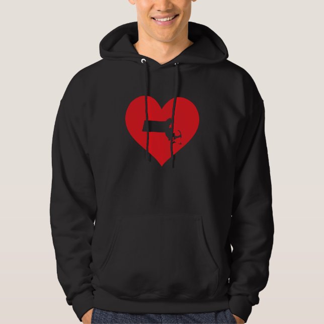 I Love Massachusetts Heart  Resident State Pride Hoodie (Vorderseite)