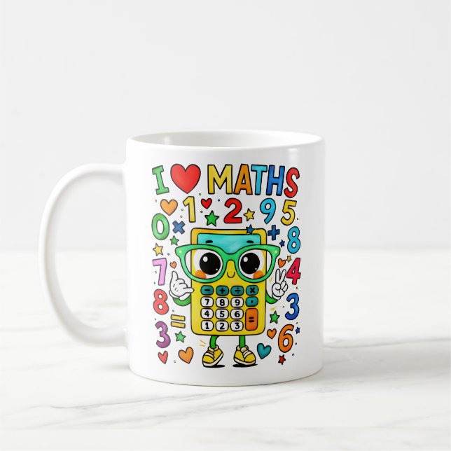 I Love Maths Cute Calculator Mug for Kids Kaffeetasse (Links)