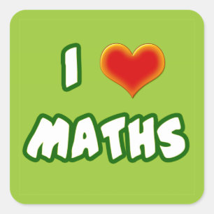 I LOVE MATHS - GREEN MODEL QUADRATISCHER AUFKLEBER