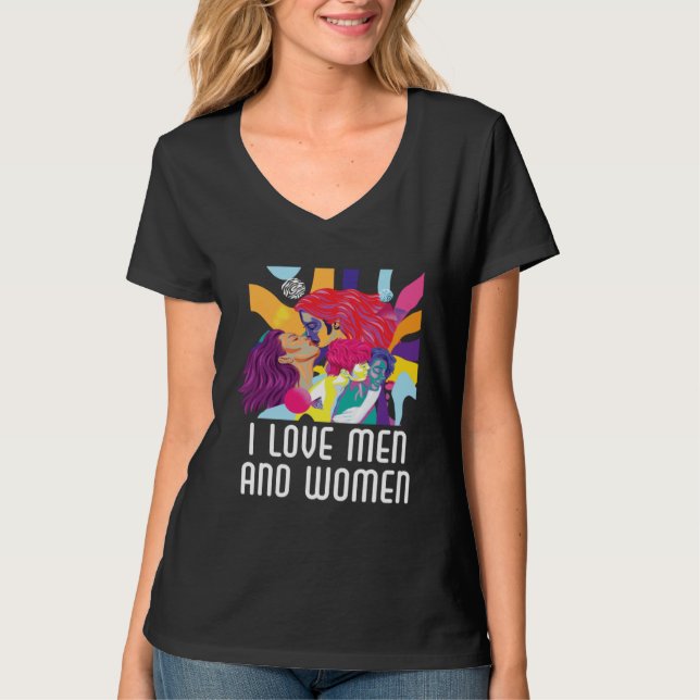 I Love Men And Women Bisexual Pride Bisexuality LG T-Shirt (Vorderseite)