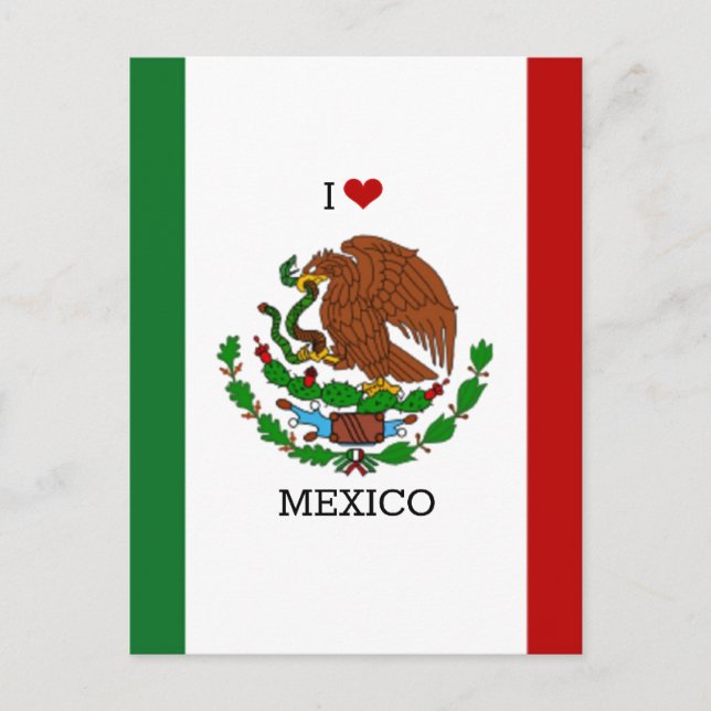 i love mexico - mexican flag, postkarte (Vorderseite)