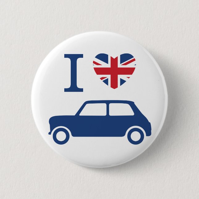 I love Mini Coopers - Blue Button (Vorderseite)