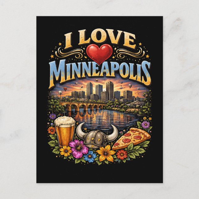 I Love Minneapolis Postkarte (Vorderseite)