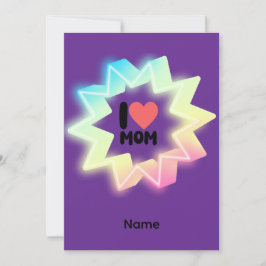 I Love Mom Colorful Neon Star Dankeskarte
