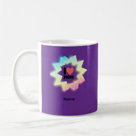 I Love Mom Colorful Neon Star Kaffeetasse
