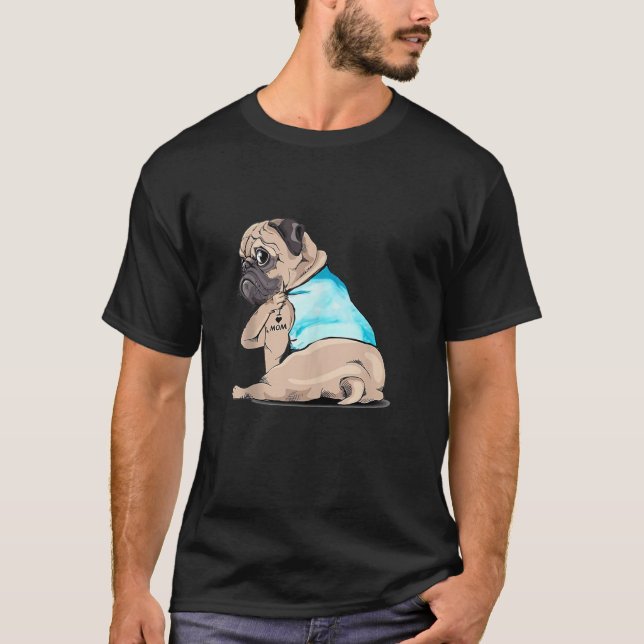 I Love Mom Funny Pug Tattooed Tank Top (Vorderseite)