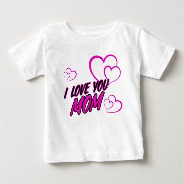 I Love Mom" Kids T-Shirt - Cute Heart Design Toddl (Vorderseite)