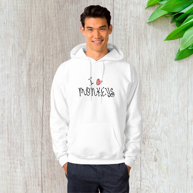 I Love Monkeys Cute Handwritten Typography Hoodie (Von Creator hochgeladen)