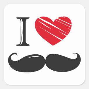 I Love MOUSTACHE Nr 1 Quadratischer Aufkleber