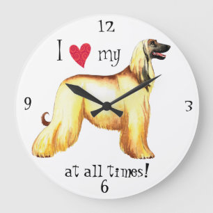 I love my Afghan Hound Große Wanduhr