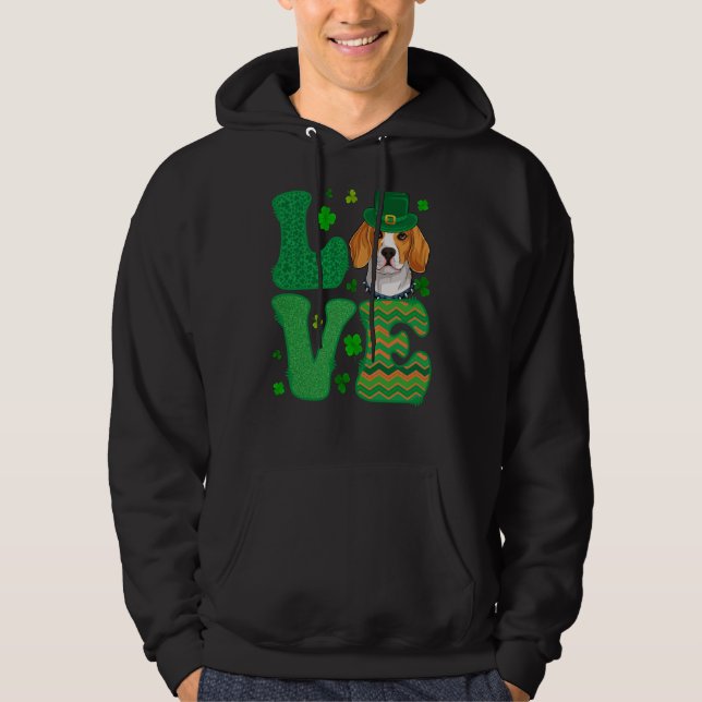 I Love My Beagle Dog Leprechaun Shamrocks Saint Pa Hoodie (Vorderseite)