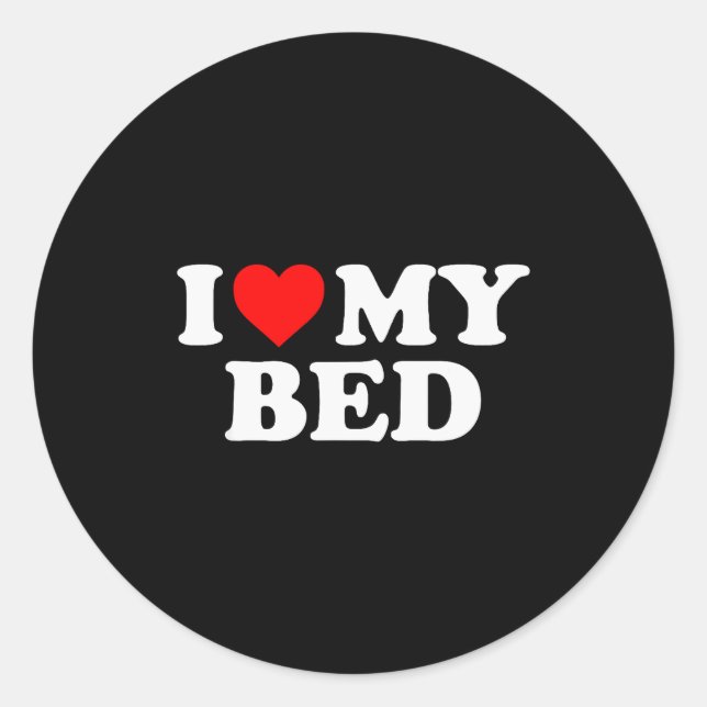 I Love My Bed - Red Heart  Runder Aufkleber (Vorderseite)