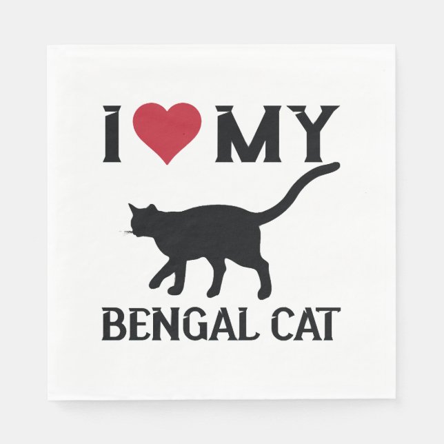 I Love My Bengal Cat Serviette (Vorderseite)
