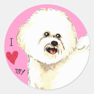 I Love my Bichon Friise Runder Aufkleber