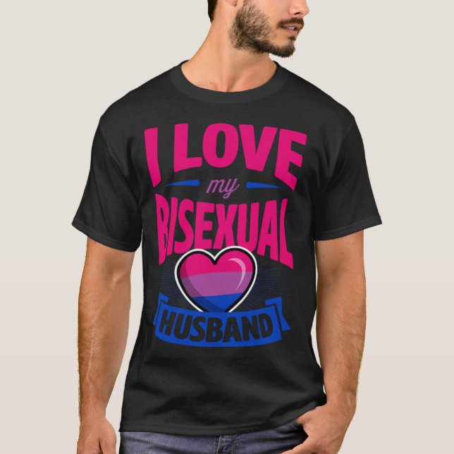 I Love My Bisexual Husband Cute Bi Pride Anniversa T-Shirt (Vorderseite)