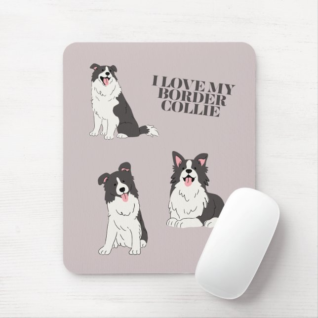 I Love My Border Collie Mouse Pad Mousepad (Mit Mouse)