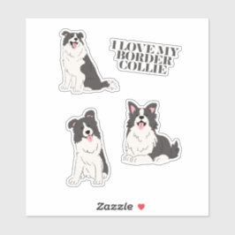 I Love My Border Collie Sticker Set