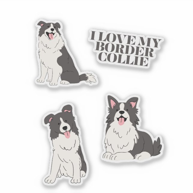I Love My Border Collie Stickers Aufkleber (Vorderseite)