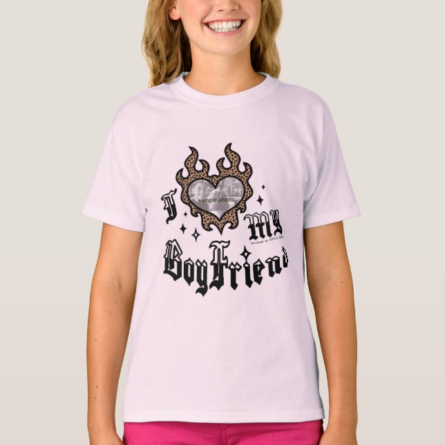 I Love My Boyfriend - Cheetah - DingusDesign T-Shirt (Vorderseite)
