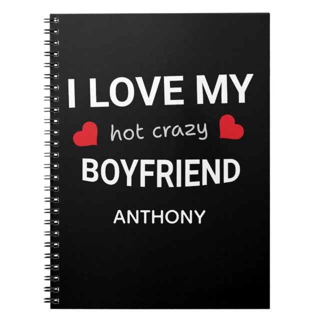 I love my boyfriend - Custom name Valentine Gift Notizblock (Vorderseite)