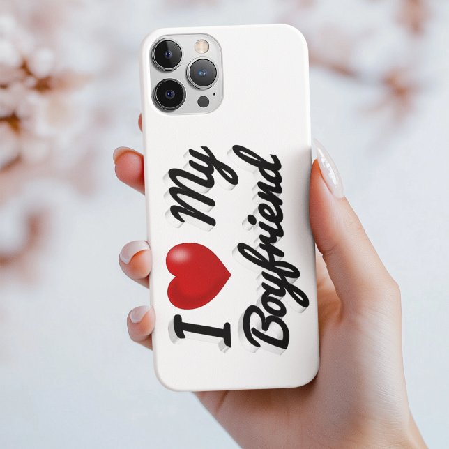 I Love My Boyfriend cute black text  iPhone Case (Von Creator hochgeladen)