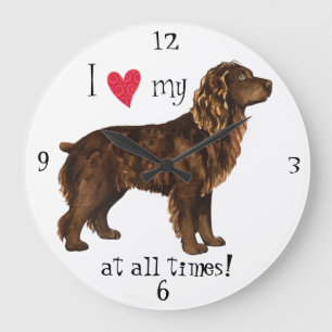 I Love my Boykin Spaniel Große Wanduhr