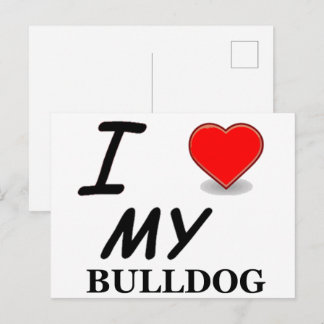 I Love My Bulldog Postkarte