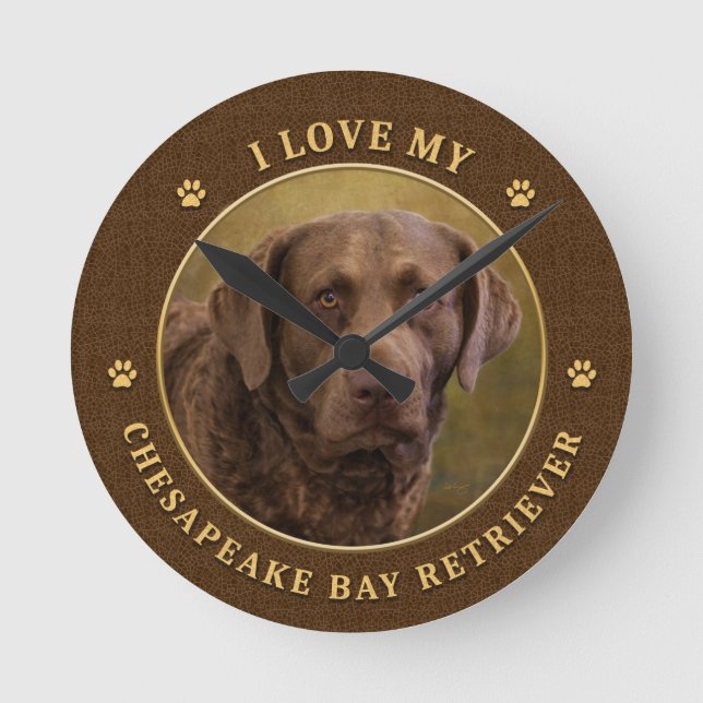 I Love My Chesapeake Bay Retriever Wall Clock Runde Wanduhr (Vorderseite)