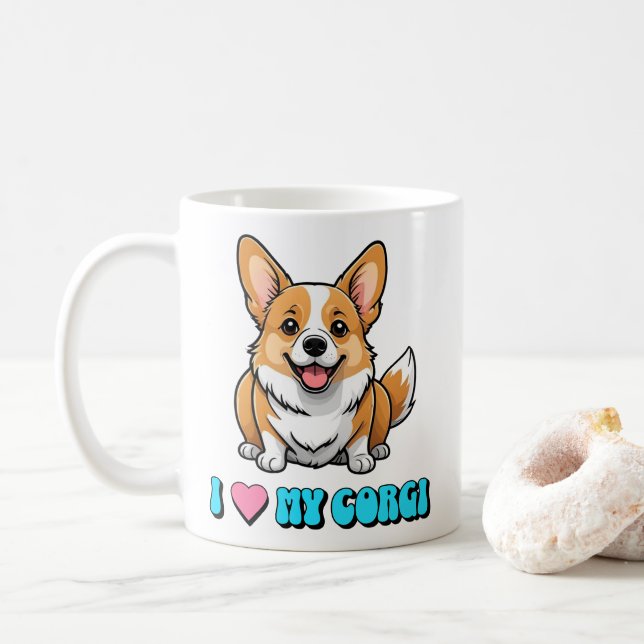 I Love My Corgi Kaffeetasse (Mit Donut)