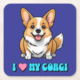 I Love My Corgi Rechteckiger Pappuntersetzer