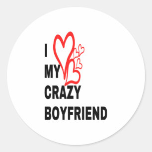 I LOVE MY CRAZY BOYFRIEND RUNDER AUFKLEBER
