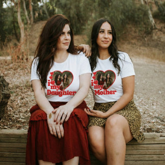 I Love My Daughter Red Heart Photo T-Shirt