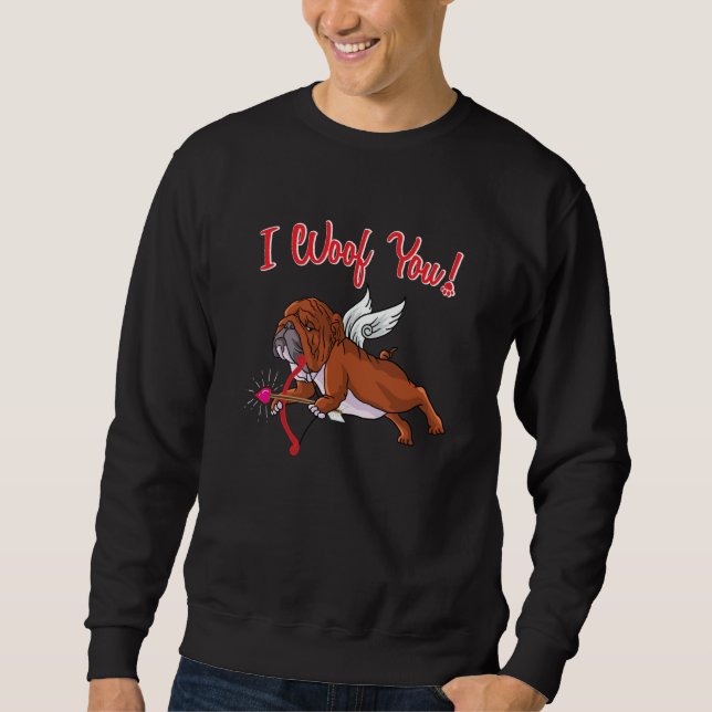 I Love My English Bulldog Cupid Dog  Valentines Da Sweatshirt (Vorderseite)
