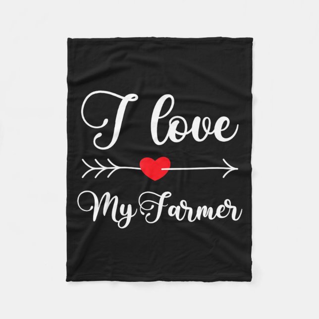 I Love My Farmer Quote Farmer's Wife Girlfriend Hu Fleecedecke (Vorderseite)