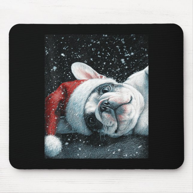 I Love My French Bulldog Christmas Cute  Mousepad (Vorne)