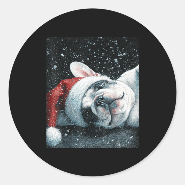 I Love My French Bulldog Christmas Cute  Runder Aufkleber (Vorderseite)