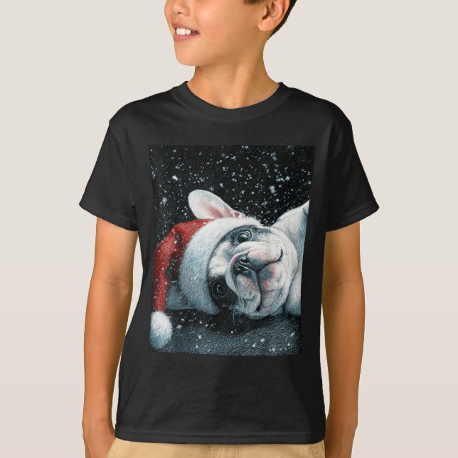I Love My French Bulldog Christmas Cute  T-Shirt (Vorderseite)