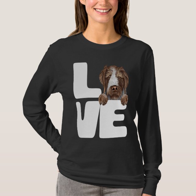 I Love My German Wirehaired Pointer Dog T-Shirt (Vorderseite)