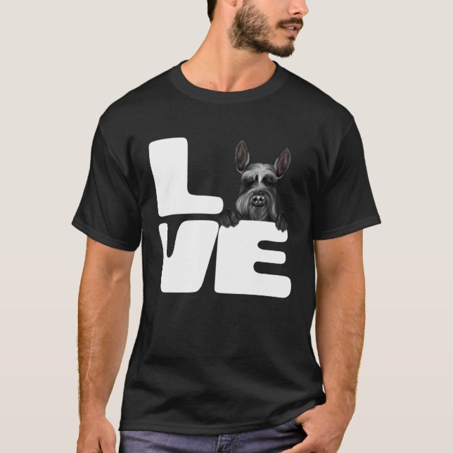 I Love My Giant Schnauzer Dog T-Shirt (Vorderseite)