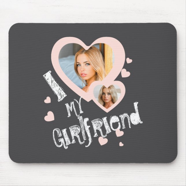 I Love My Girlfriend Chalkboard Doodles Black Cute Mousepad (Vorne)